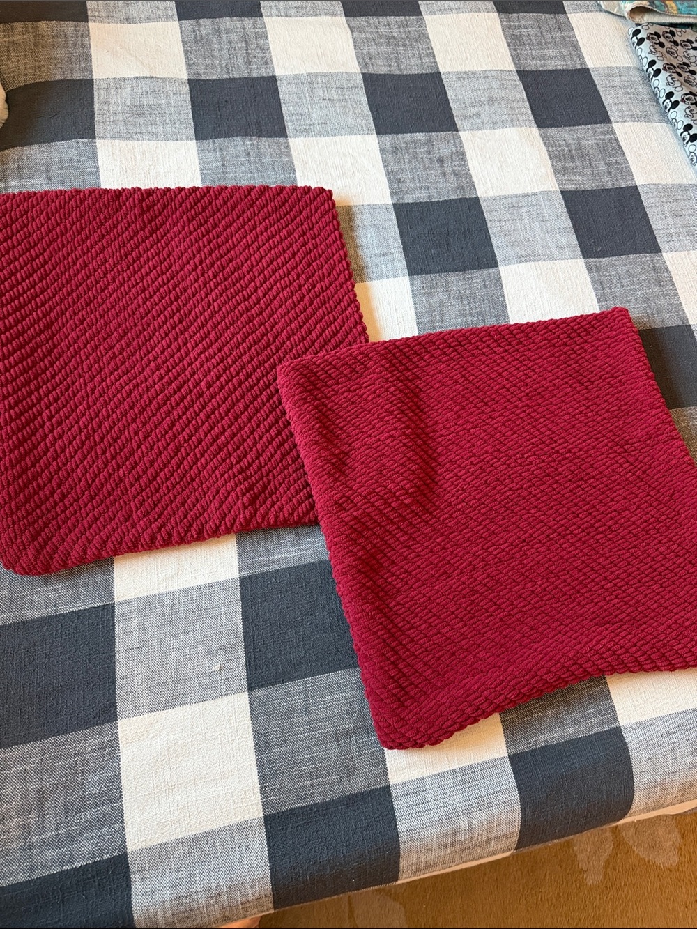 Pottery Barn Crimson Ribbed Throw Pillow Covers - Pair